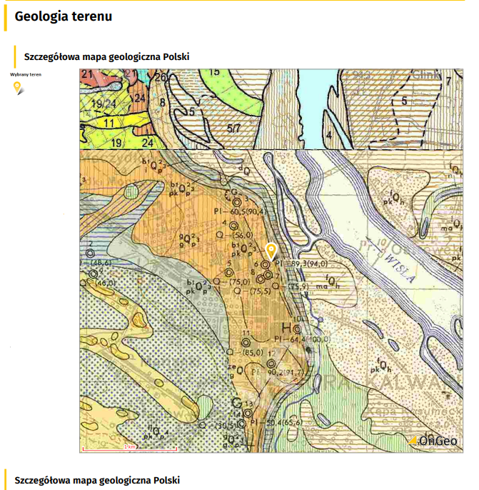 Szczegółowa mapa geologiczna Polski w Raporcie o terenie OnGeo.pl