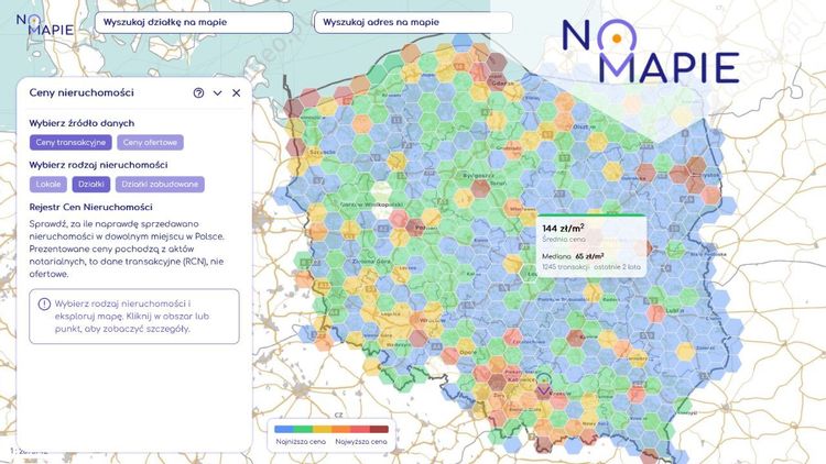Rejestr Cen Nieruchomości trafił na mapę - ceny transakcyjne dostępne dla całej Polski w Geoportalu Na Mapie