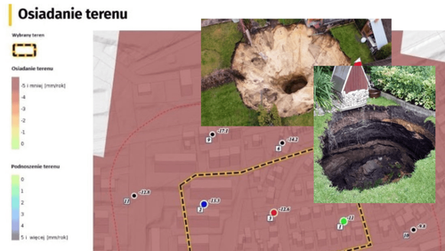 Nieruchomość Szkody górnicze - mapa zagrożeń osiadania terenu
